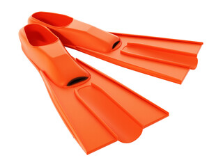 A pair of diving fins isolated on transparent background. 3D illustration © Destina
