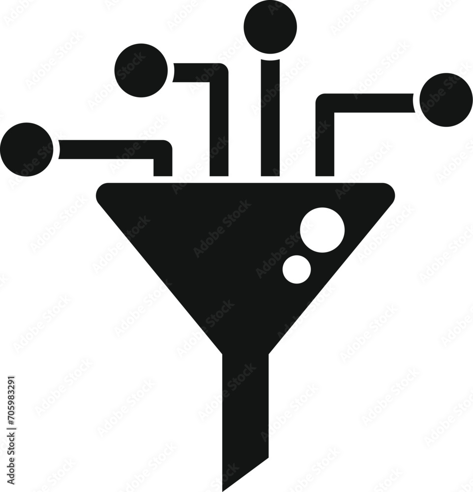 Poster data digital funnel icon simple vector. content filter. safety data server