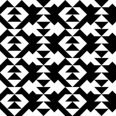 Triangles, arrows, figures seamless pattern. Geometric image. Ethnic ornate. Folk ornament. Tribal wallpaper. Geometrical background. Retro motif. Ethnical textile print. Abstract image. Vector art
