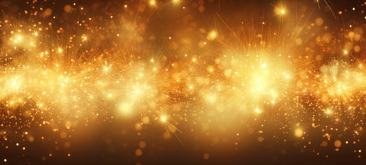 Obraz na płótnie Canvas Abstract background with golden fireworks, sparkles, shiny bokeh glitter lights
