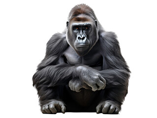 a gorilla sitting on the ground - Powered by Adobe