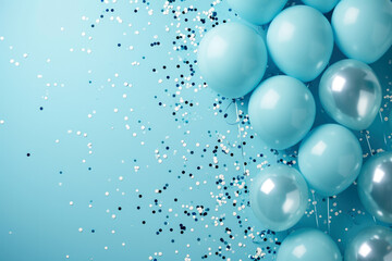 Blue Balloon Background with Copy Space