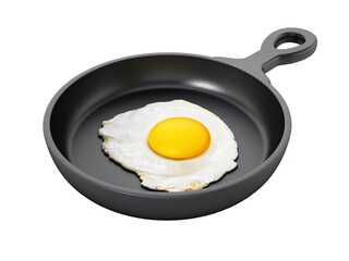 Egg in a pan isolated on transparent background. 3D illustration