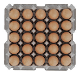 Pack of brown eggs isolated on transparent background. 3D illustration