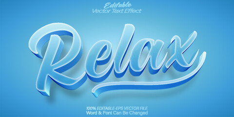 Relax Vector Text Effect Editable Alphabet Blue Soft Smooth  Care