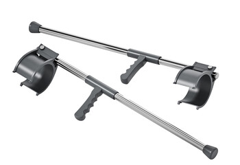 Pair of crutches isolated on transparent background. 3D illustration