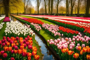 Fotobehang tulip field in spring © hassan