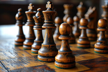 Chess Pieces in a Thoughtful Position