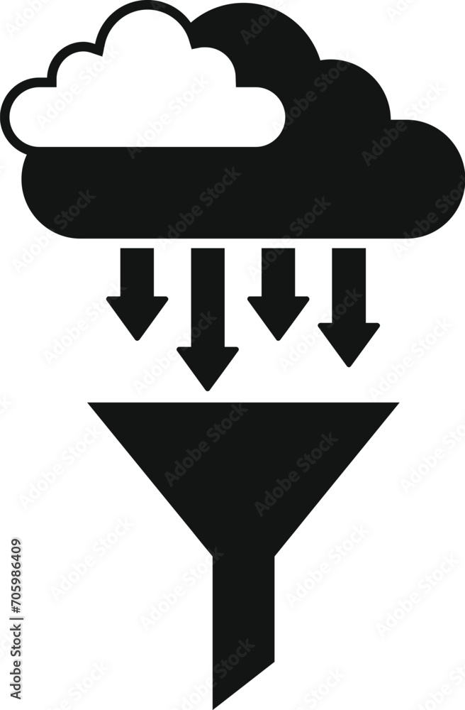 Poster data flow funnel icon simple vector. security dark tunnel. data server