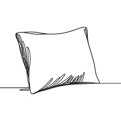 pillow in one line. vector illustration of one pillow in one line. coziness concept