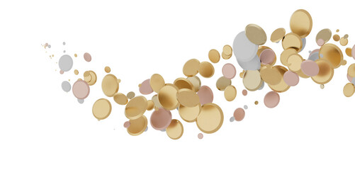 Mesmeric Shower: Mesmeric 3D Illustration Depicting Mesmerizing gold Confetti Rain