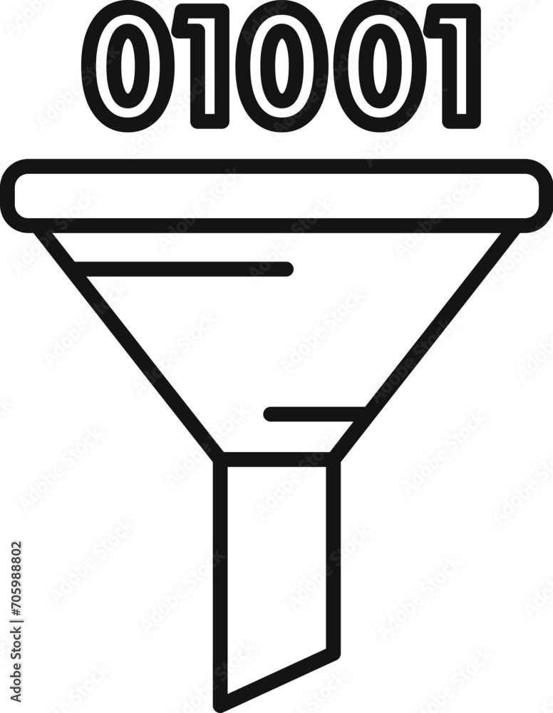 Aufkleber data content filter icon outline vector. strain flow server. funnel internet