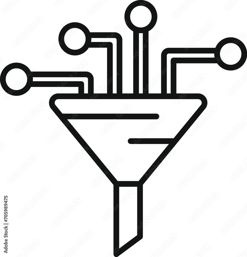 Poster data digital funnel icon outline vector. content filter. safety data server