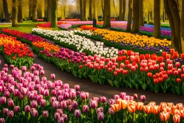Muurstickers tulip field in spring © hassan