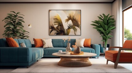 Interior style of modern living room with sophisticated color palette 