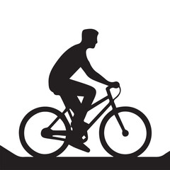 Naklejka premium man cyclist mountain biker riding uphill black silhouette