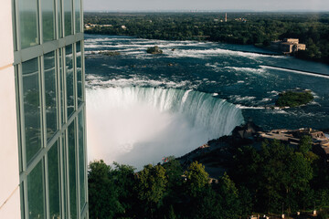 View of the Horseshoe, Niagara Falls from a tall building, Ontario, Canada