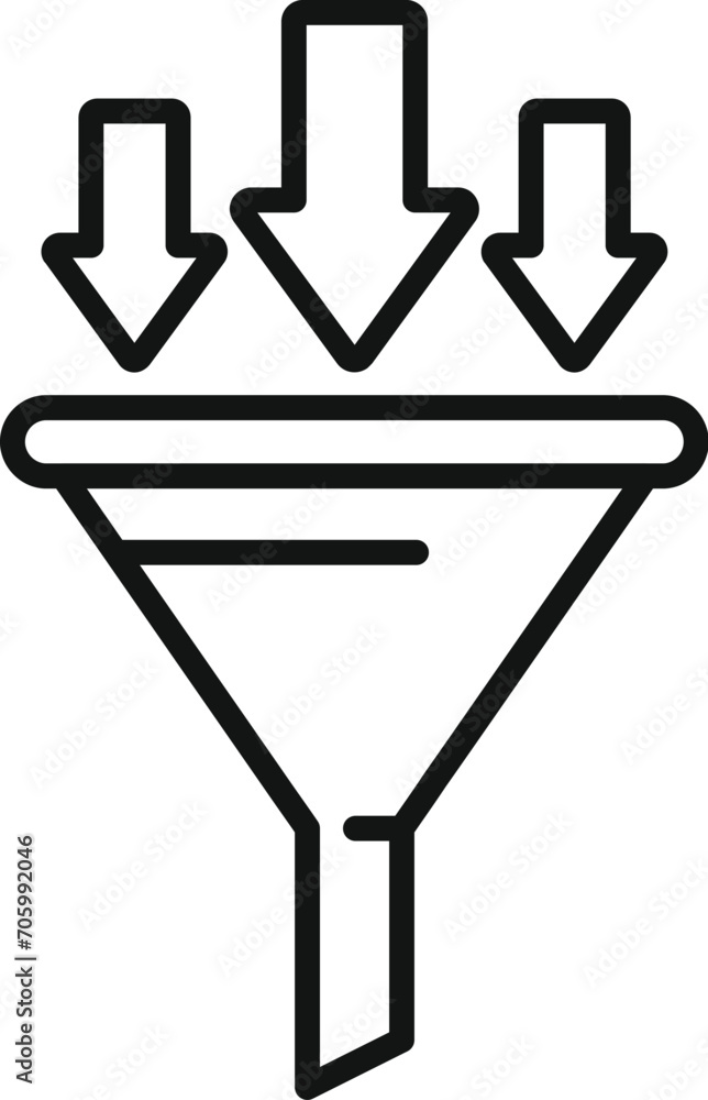 Poster creative input content filter icon outline vector. funnel data. work idea