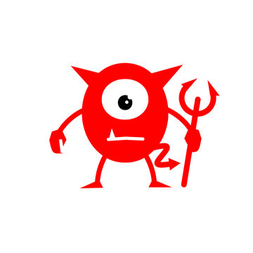 recommend clip art: Cartoon little red monster, cute and scary character. Vector illustration isolated on white