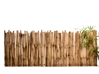 Fotobehang a bamboo fence with a plant © Alex