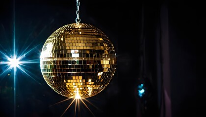 Obraz premium Fête scintillante avec boule à facette dorée
