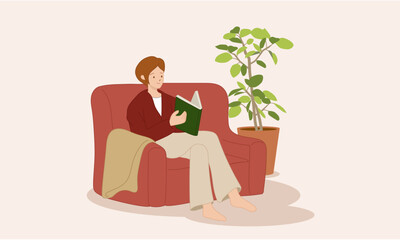 ソファーでくつろぐ女性