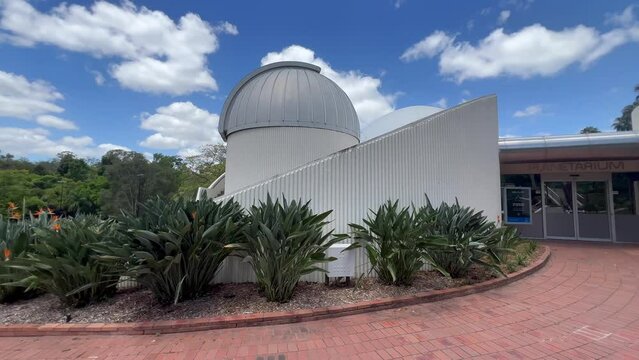 Sir Thomas Planetarium Brisbane Queensland Australia.The Planetarium features 12.5m diameter Cosmic Skydome (hemispherical planetarium theatre) space exploration and astronomy.