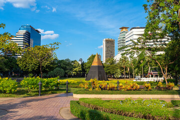 The Benchasiri Park is an urban Park at the Sukhumvit road in the Khlong Toei district of Bangkok. The park's facilities include a sports area and a playground, as well as numerous works of public art