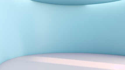 Pastel Blue Minimal Curved Wall on Colorful Background

