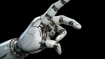 White Cyborg Robotic Hand Pointing His Finger

