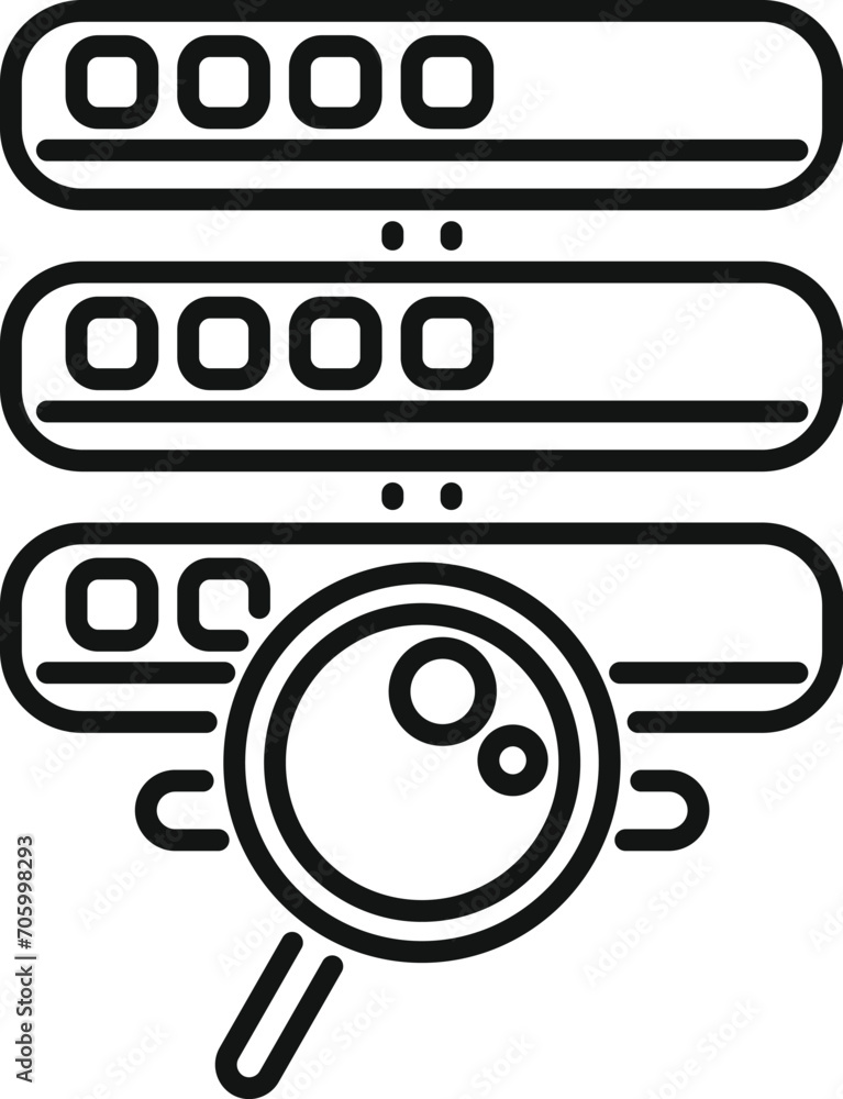 Poster search filter server icon outline vector. leak process. stroke online upload
