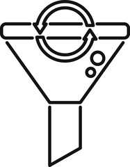 Filter funnel icon outline vector. Leak data app. Download business spread