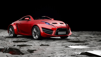 Modern unbranded red sports car - 706000869