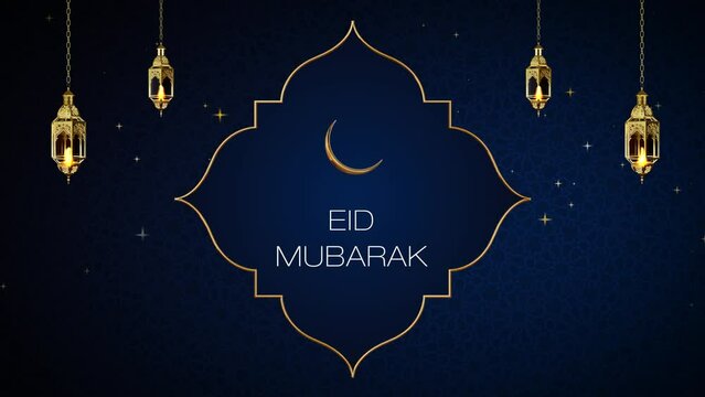 Eid Mubarak Greeting Video Animation, end of Ramadan celebration