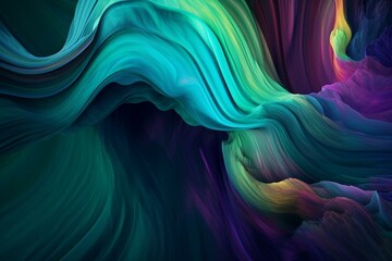 Vibrant abstract background with flowing blue, purple, and green streaks. Generative AI - obrazy, fototapety, plakaty