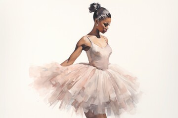  A ballerina in contemplation, her poise as delicate as the watercolor strokes that define her form