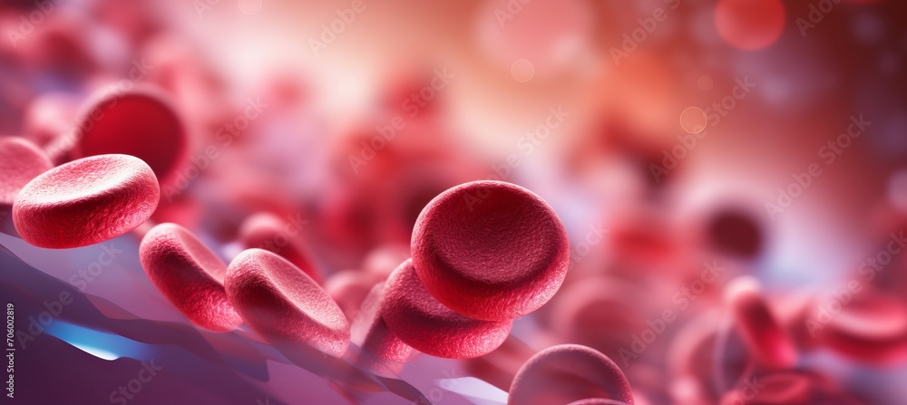Poster abstract close up of blood cells in blurred background with copy space for text placement