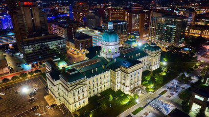 Aerial Indianapolis Courthouse Night - Urban Contrast