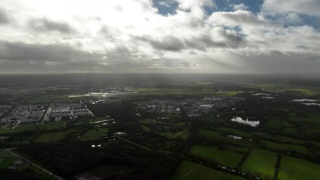Rennes airport from the distance study of grey and green.