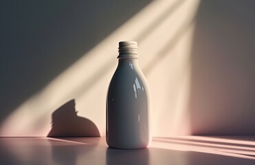 a white bottle sitting on a table