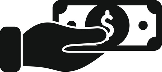 Take money cash icon simple vector. Finance help. Loan law deal