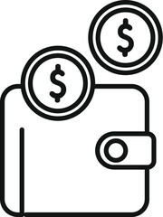 Money wallet support icon outline vector. Help finance online. Grant subsidy