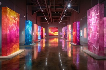 Modern Art Gallery with Vivid Colorful Displays