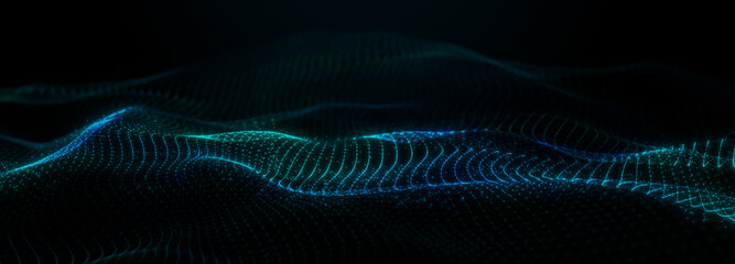 Data technology background. Plexus. Big data background. Connecting dots and lines on dark background. 3D rendering.