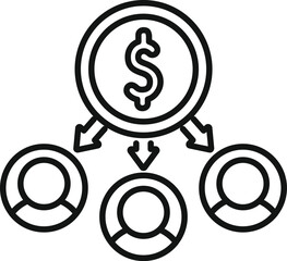 Federal pay help icon outline vector. Support finance. Money hand charity