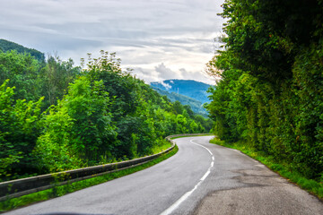 View of Tatra Mountains in Slovakia from car