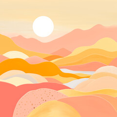 Bright Abstract Orange Pink Yellow Playful Horizon