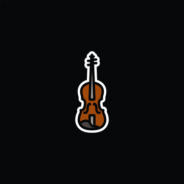 Original vector illustration. A contour icon. A bowed musical instrument. Violin. A design element.