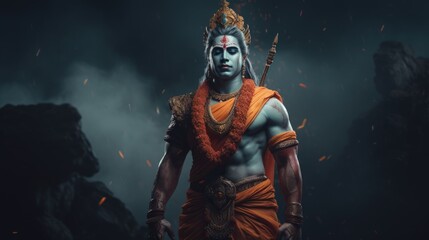 Ram Navami: celebrating the divine birth of lord rama, a joyous occasion of spiritual reverence, cultural traditions, and communal festivities, honoring the auspicious ninth day in the hindu calendar. - obrazy, fototapety, plakaty