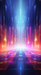 Abstract technology background with rays and lights, 3d render illustration